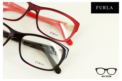 【My Eyes 瞳言瞳語】Furla 義大利品牌 暗褐/漸層紅膠框光學眼鏡 大框面造型 低調小奢華 (VU4800)