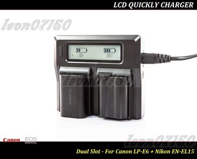 【特價促銷】全新Canon LP-E6 + Nikon EN-EL15 LCD 雙槽液晶智慧快速充電器 EN-EL15c / LP-E6NH