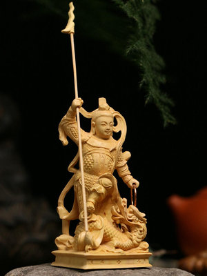 黃楊木雕實木雕刻木質工藝品家居裝飾神像中壇元帥擺件哪吒三太子