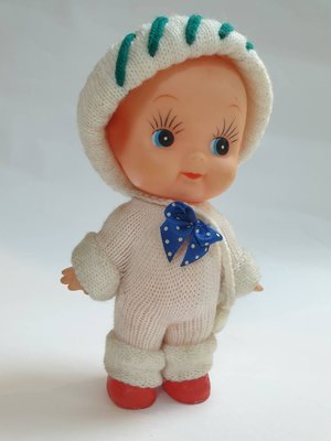 D-12 現況品 ： 早期 昭和 Q比 娃娃 白色毛衣 KEWPIE DOLL 老娃娃 天富玩具店