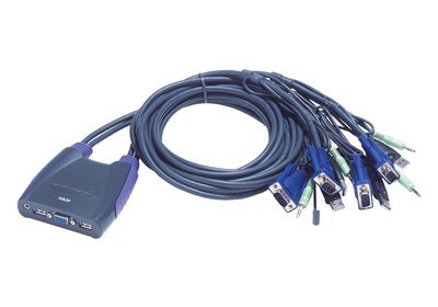 @電子街3C特賣會@全新 ATEN KVM CS64US 4埠帶線式 KVM 切換器 (USB,音效)
