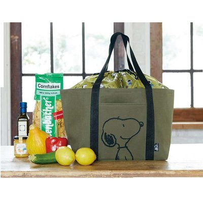 日本 史努比 雜誌附錄 大容量 摺疊 折疊 束口 購物袋環保袋買菜野餐旅行出遊 肩背包托特包 Snoopy 生日禮物