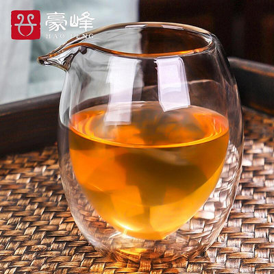 創客優品 豪峰公道杯玻璃雙層雙層公道杯耐熱公道杯茶具套裝家用簡約分茶器CJ1422