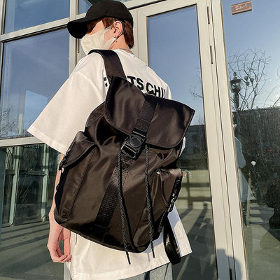 雙肩包休閑簡約純色新款大容量百搭背包戶外運動旅行韓版學生書包