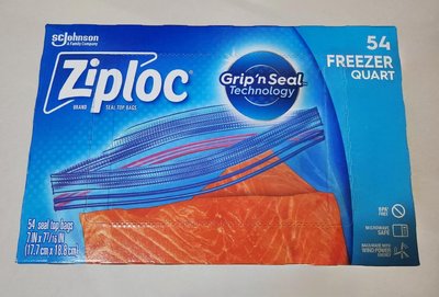 Ziploc 雙層夾鏈冷凍保鮮袋 17.7公分 X 18.8公分 X 54入