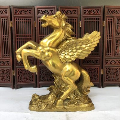 中式純銅黃銅飛馬馬上髮財馬到成功招財馬生肖擺件馬店鋪辦公擺件