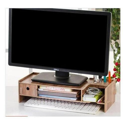 升級版加厚5mm木質電腦螢幕收納增高架 抽屜式螢幕增高架 桌上置物架 螢幕增高收納架 螢幕架