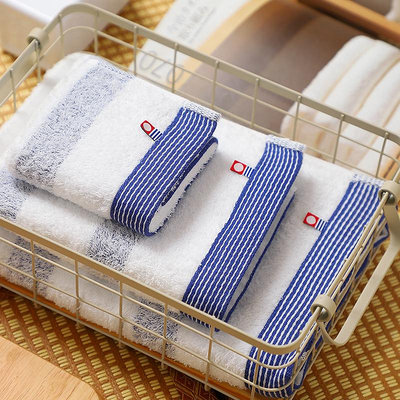 hayashi日本進口今治浴巾條紋薄款純棉成人洗澡家用柔軟吸水毛巾