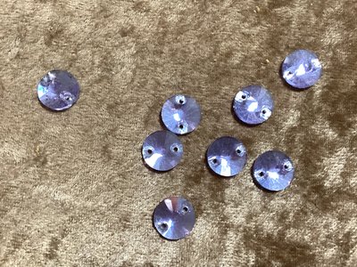 DIY 手作 串珠 飾品 圓形 立體 平底鑽 12mm 紫藍色 圓鑽 手縫鑽 雙孔 玻璃鑽 舞台 髮飾  $5/顆