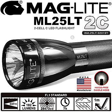 【IUHT】MAG-LITE ML25LT 2C LED 手電筒-黑色 #ML25LT-S2016Y