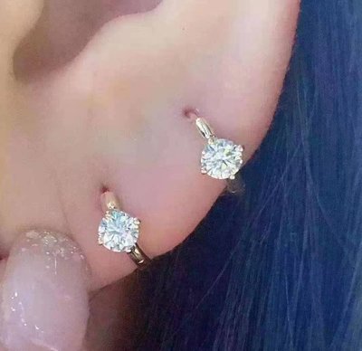 【18K金鑽石耳環】18K金天然鑽石耳扣 單鑽10分 總鑽20分 FG色 VS 鑽石超級閃