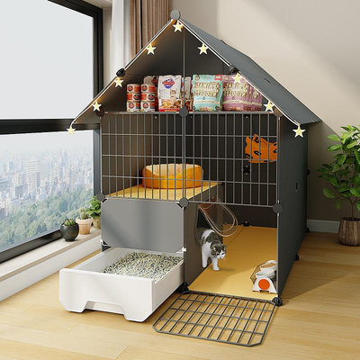 貓爬架貓籠子家用室內帶貓砂盆帶廁所一體超大自由空間貓別墅貓城堡貓屋