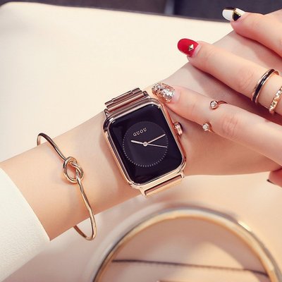 新款手錶女 百搭手錶女古歐guou手錶女學生鋼帶潮流時尚防水女士手錶簡約石英錶女錶