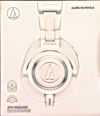 【格律樂器】鐵三角 audio-technica ATH-M50x WH 專業監聽耳罩式耳機 (白色)