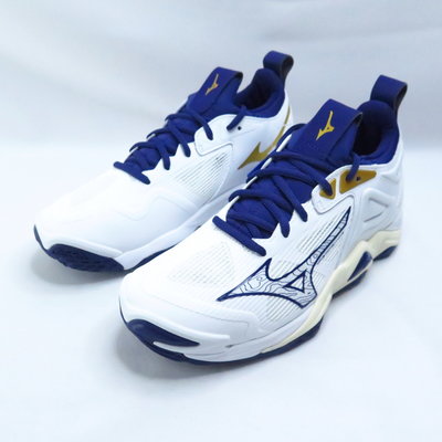 Mizuno WAVE MOMENTUM 3 男女排球鞋 V1GA231243 白x藍金【iSport愛運動】