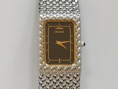 日本精品 CREDOR 貴朵18K金邊不銹鋼石英女錶 保證真品
