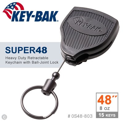 【IUHT】KEY-BAK SUPER48 Heavy Duty 48"伸縮鑰匙圈(背夾款)#0S48-803