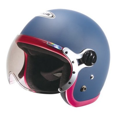 瑞獅 ZEUS ZS-383A 啞光藍-紫紅條 W造型飛行鏡片 超輕量 內襯全可拆 復古帽 安全帽 機車安全帽