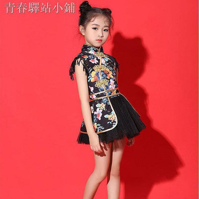 【小點點】新品熱銷兒童演出服新款女童中國風走秀蓬蓬裙幼兒表演服爵士舞蹈套裝