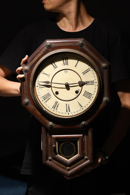 6/11結標 日本昭和原木發條機械鐘 C060018 -手錶 機械錶 鐘錶 發條鐘 座鐘 機械鐘 石英鐘 懷錶