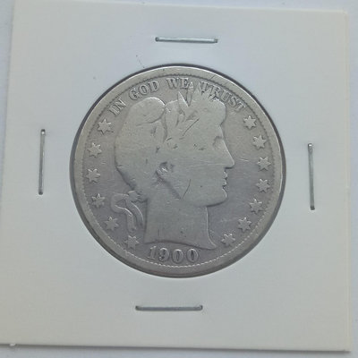 美國1900年巴伯爾半元50分銀幣 半圓