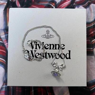 熱銷直出 Vivienne Westwood英國西太后純銀蝴蝶結orb土星項鏈手鏈耳釘套裝明星大牌同款 經典爆款