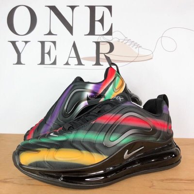 【正品】ONE YEAR_ NIKE AIR MAX 720 黑 黑色 彩虹 漸層色 渲染 氣墊 全氣墊 AO2924-023潮鞋