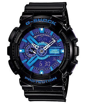 G-SHOCK CASIO 卡西歐雙顯藍色系液晶指針雙顯亮黑色運動腕錶 型號 : GA-110HC-1A【神梭鐘錶】