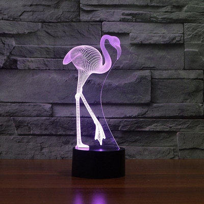 產品火烈鳥造型3D 小夜燈LED節能觸控裝飾台燈FS-3385