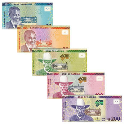 P13-17 納米比亞5枚/張(10,20,50,100,200元)大全套 全新UNC 紀念幣 紀念鈔