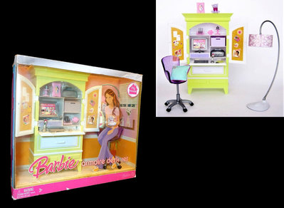 1FTG 盒爛 ： 芭比 衣櫥 收納櫃 衣櫃 電腦桌 配件 BARBIE ARMOIRE DESK 美泰兒 富貴玩具店
