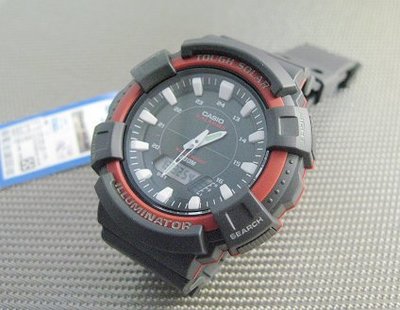 CASIO太陽能指針數位雙顯 日期星期計時碼錶 黑色膠帶男錶中性錶AD-S800WH-4AVDF