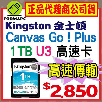 【SDG3】金士頓 Canvas Go!Plus SD SDXC 1TB 1T U3 170MB 高速記憶卡