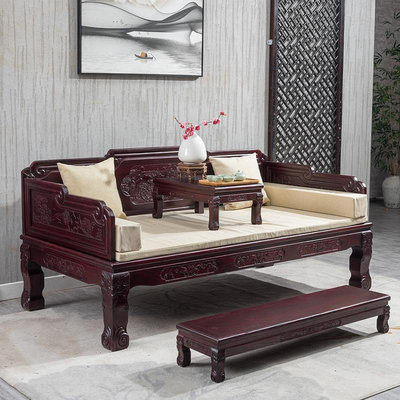 羅漢床實木新中式榆木仿古貴妃榻家具組合簡約客廳家用小戶型沙發