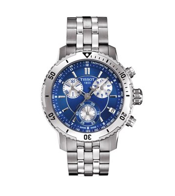 TISSOT T-SPORT PRS200藍色錶盤 銀色不鏽鋼錶帶 三眼計時 男士手錶 T0674171104100
