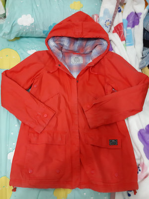 《凱莉屋》NIKE專櫃休閒連帽內襯格紋內裡鋪棉風衣外套─紅色S號