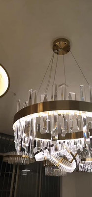 玖玖北歐客廳吊燈led現代簡約水晶環形輕奢燈具臥室燈飾網紅餐廳燈飾