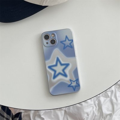 韓國ins藍色暈染星星適用11蘋果14promax手機殼iPhone13蘋果12/XS