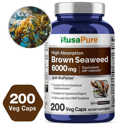 美國NusaPure 褐藻 褐藻提取物 6000mg 200顆 素食膠囊(100%素食、非轉基因、不含麩質)