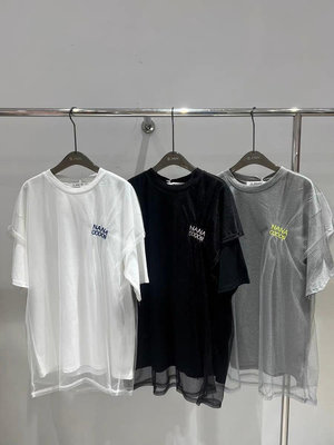 代購 韓 拼接假兩件網紗短袖T恤（3色）