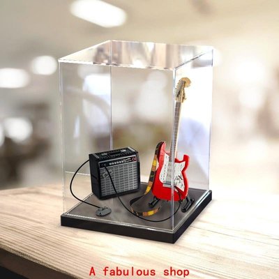 亞克力盒 手辦展示架 化妝收納亞克力展示盒21329芬達吉他高透明玻璃罩防塵罩模型收納盒定制正品 促銷