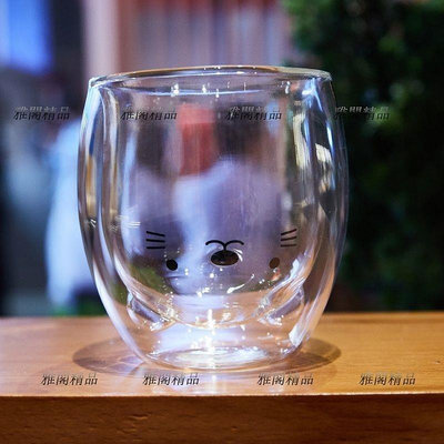 熱銷 創意動物雙層玻璃杯耐熱熊貓可愛學生杯子透明貓爪家用網紅水杯女玻璃水壺-可開發票