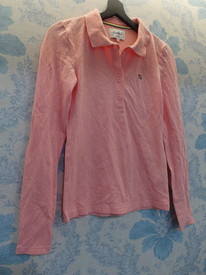 法國雨傘牌女子粉色長袖POLO衫