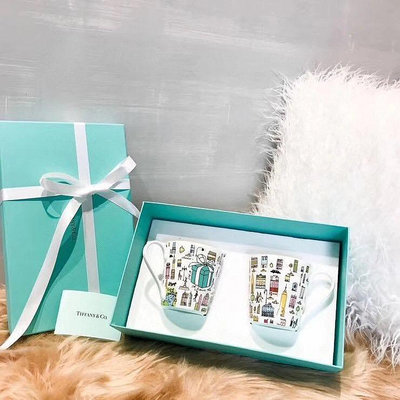 【風口潮流】Tiffany &amp; Co 城市與禮物圖紋 骨瓷馬克杯  禮盒。X40102