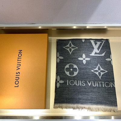 LV 羊毛披肩 Louis Vuitton Daily Monogram 大Logo圍巾 披肩