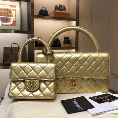 Chanel vintage 金色羊皮子母包手提包