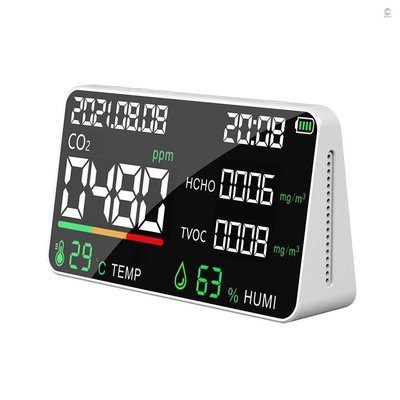5 合 1 空氣質量監測器 LED 數字 CO2 HCHO TVOC 溫度濕度測試儀 USB 可充電室內