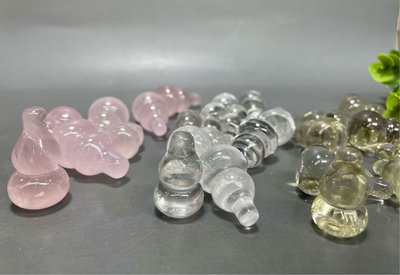 天然水晶 白水晶/黃水晶/粉水晶 葫蘆 無打孔 擺件 水晶葫蘆