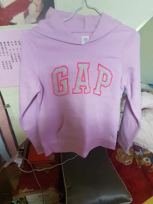 當季新款全新正品附吊牌【Gap Kids】 立體繡線內刷毛粉紫色大學帽T XXL（14-16）
