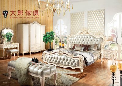 【大熊傢俱】RE803 新古典床  新古典   雙人床 歐式 皮床 歐式古典 床架 五尺床 六尺床  雙人床台